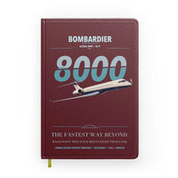 Thumbnail for Bombardier Global 8000 design on dark red notebook