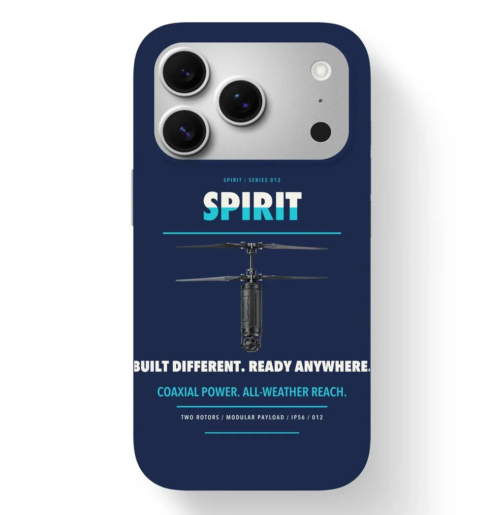 Ascent AeroSystems Spirit Case design on navy blue iphone case