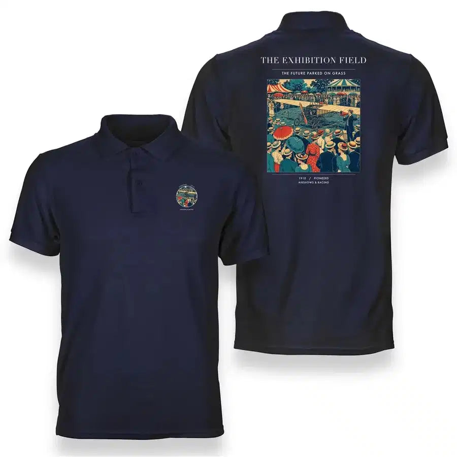 VINTAGE G4322 - The Exhibition Field - Double-Side Polo T-Shirt design on navyblue