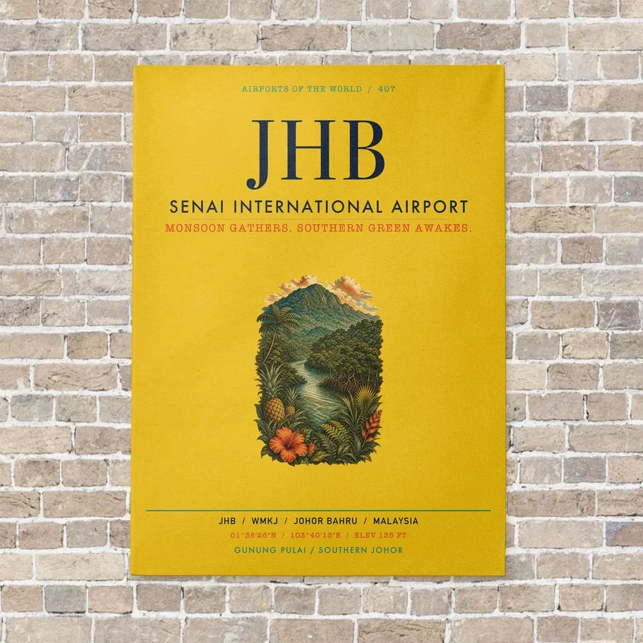 Senai International Airport JHB vertical canvas print - no frame - yellow background