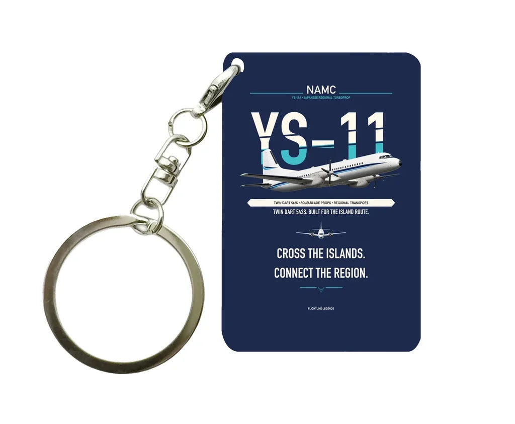 NAMC YS-11A Key Chain design on navy blue key chain