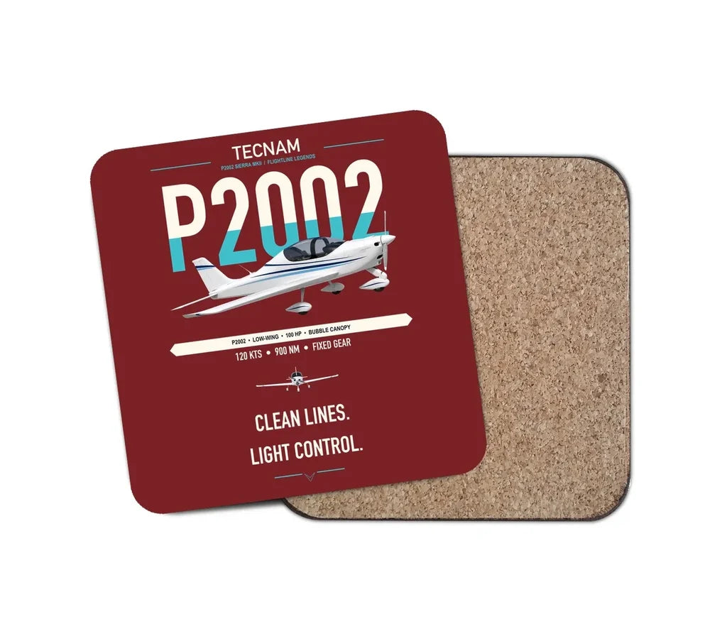 Tecnam P2002 Sierra MkII design on dark red 1 piece coaster