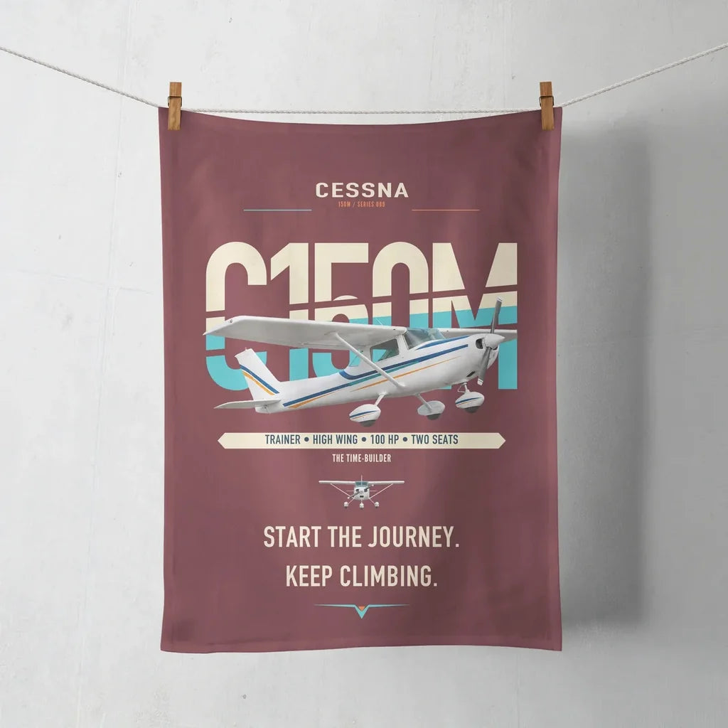 Cessna 150M design on dark red towel