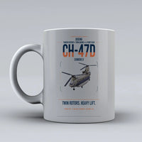 Thumbnail for Boeing CH-47D design on light gray ceramic mug, double-side print