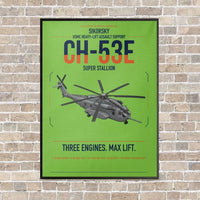 Thumbnail for Sikorsky CH-53E Super Stallion vertical canvas print - framed - light green background