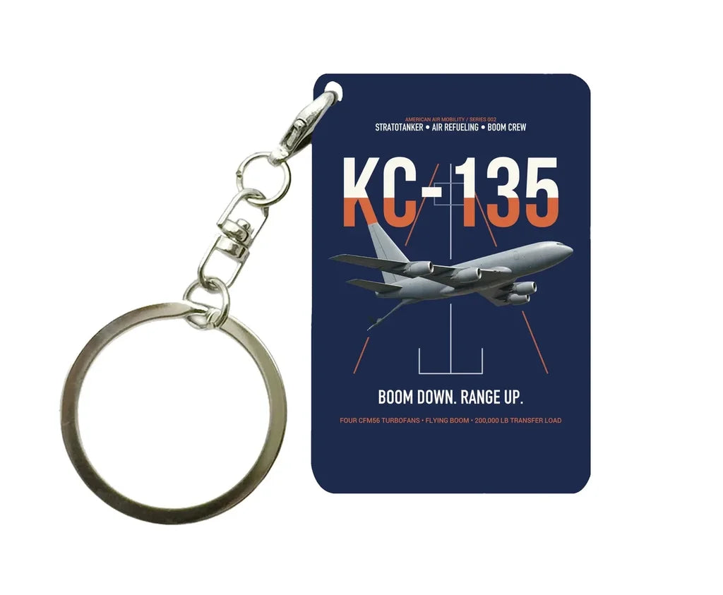KC-135 STRATOTANKER design on navy blue designed key chain, double-side print