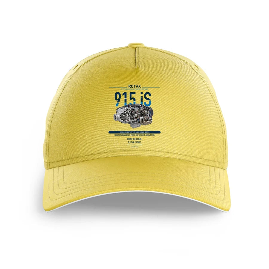 915 iS design on yellow printed hat