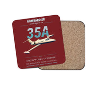 Thumbnail for Bombardier Learjet 35A design on dark red 1 piece coaster