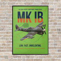Thumbnail for Hawker Typhoon Mk IB vertical canvas print - framed - light green background