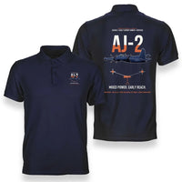 Thumbnail for AJ-2 Savage Tanker design on navy blue double-side polo t-shirt, double-side print