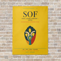 Thumbnail for Vasil Levski Airport Sofia SOF vertical canvas print - no frame - yellow background