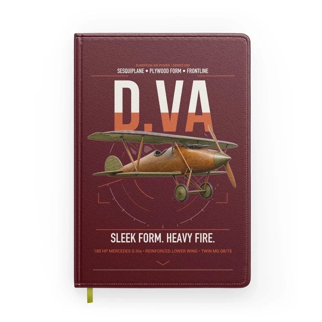 Albatros D.Va design on dark red notebook
