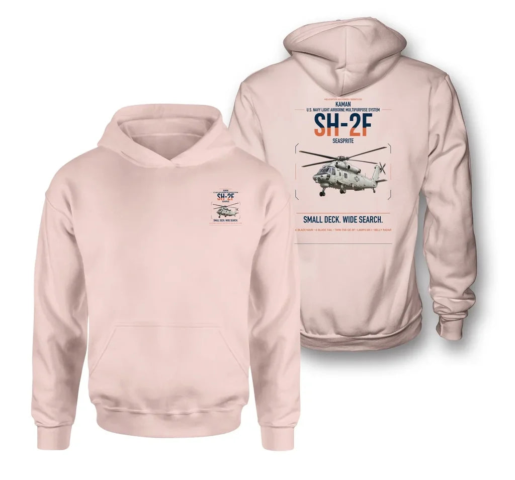 Kaman SH-2F Seasprite design on pink double-side hoodie, double-side print
