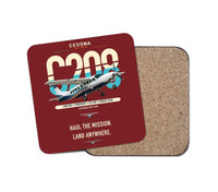 Thumbnail for Cessna 208 Caravan design on dark red 1 piece coaster