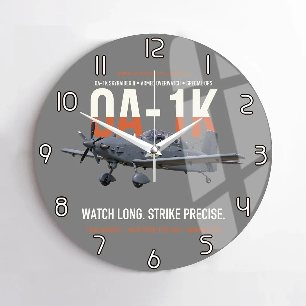 OA-1K Skyraider II Armed Overwatch design on gray no frame wall clock