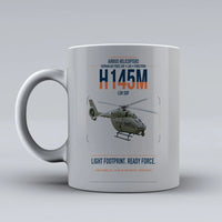 Thumbnail for Airbus Helicopters H145M LUH SOF design on light gray ceramic mug, double-side print