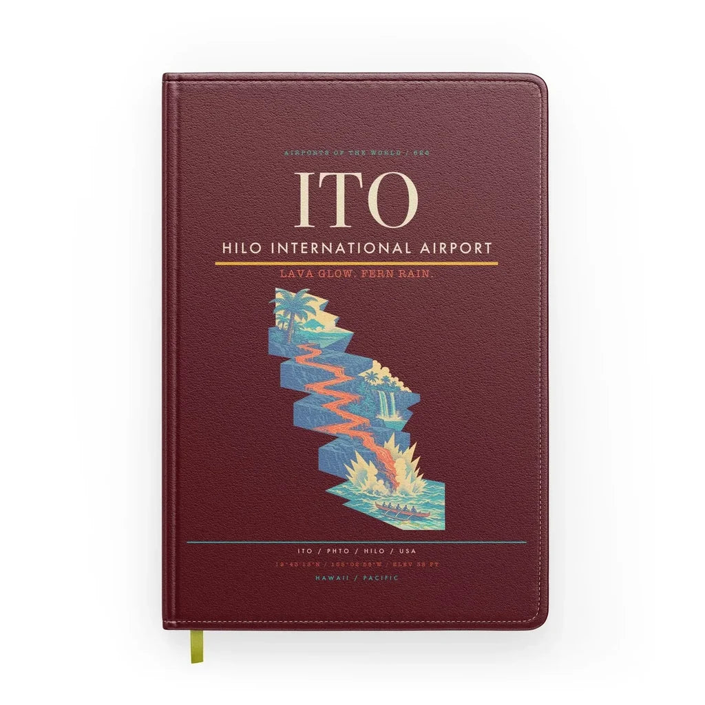 Hilo International Airport (ITO) design on dark red notebook
