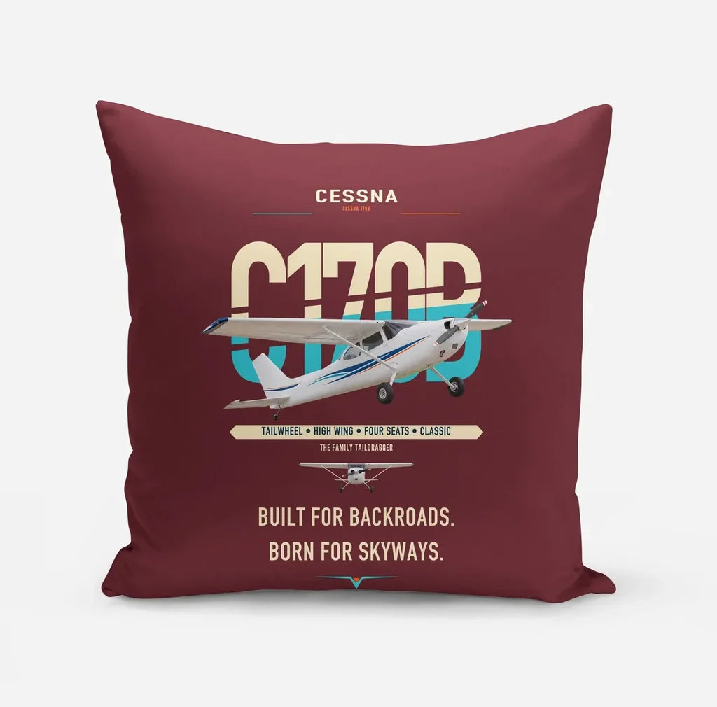 Cessna 170B design on dark red pillow