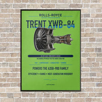Thumbnail for TRENT XWB-84 vertical canvas print - framed - light green background