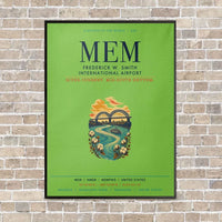 Thumbnail for Frederick W. Smith International Airport Memphis MEM vertical canvas print - framed - light green background