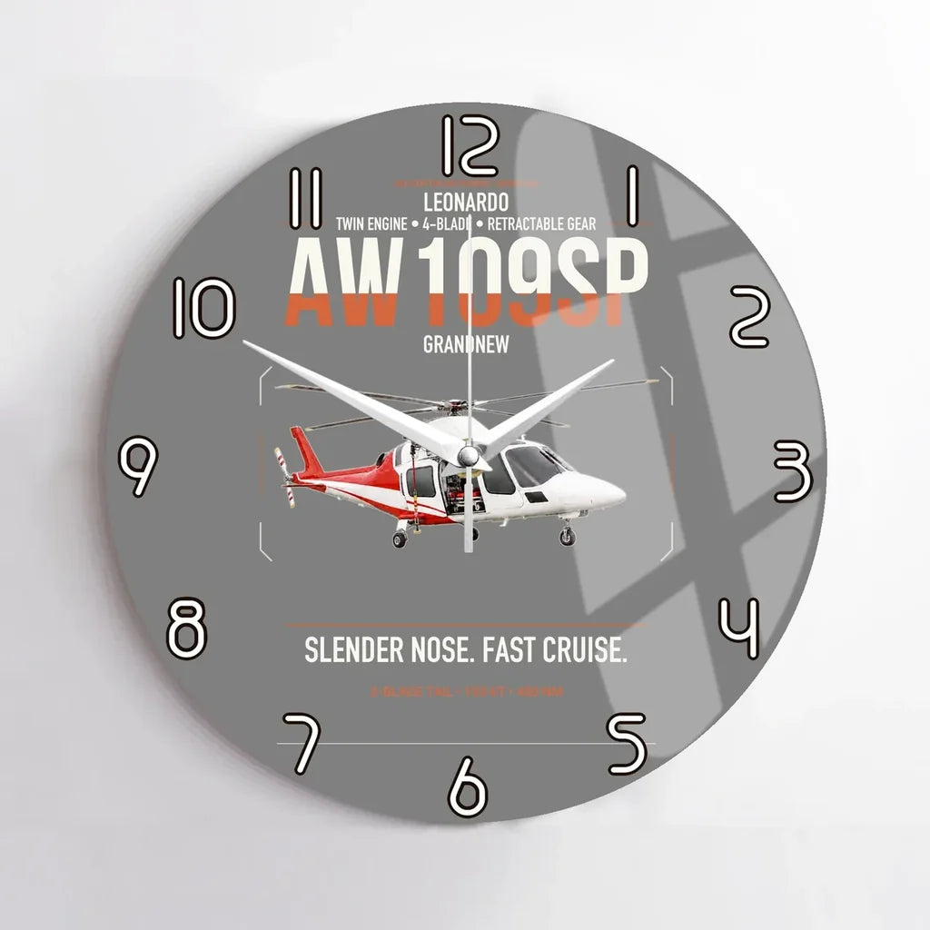Leonardo AW109SP GrandNew design on gray no frame wall clock