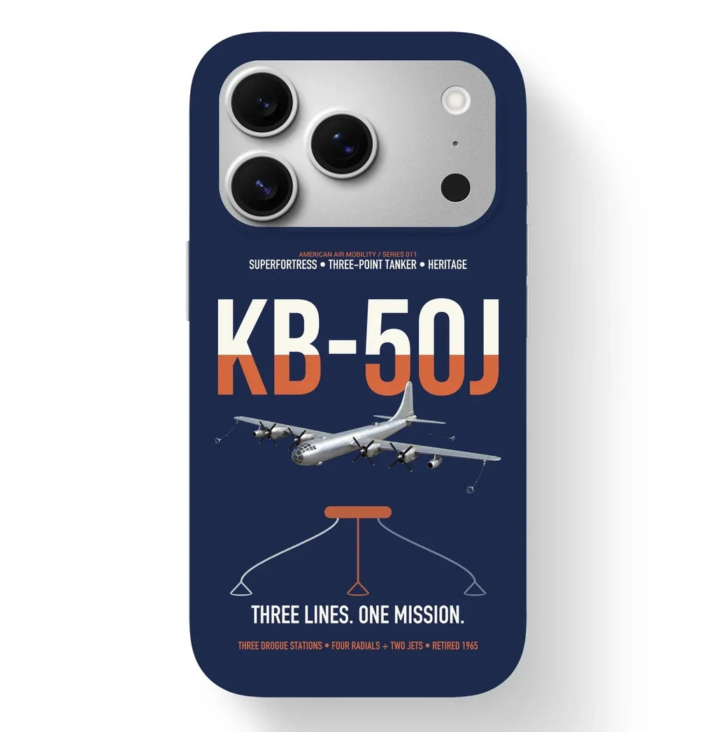 KB-50J Superfortress design on navy blue magsafe iphone case, for iPhone 17 Pro