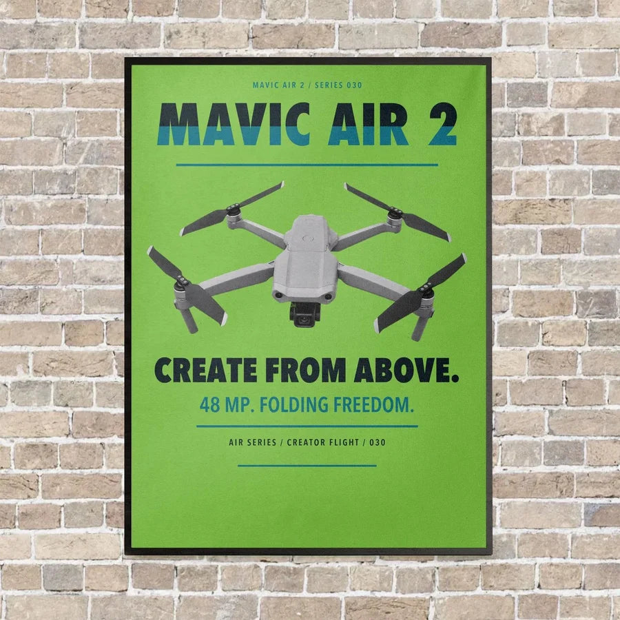 DJI Mavic Air 2 vertical canvas print - framed - light green background