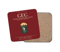 Thumbnail for Spokane International Airport (GEG) design on dark red 1 piece coaster