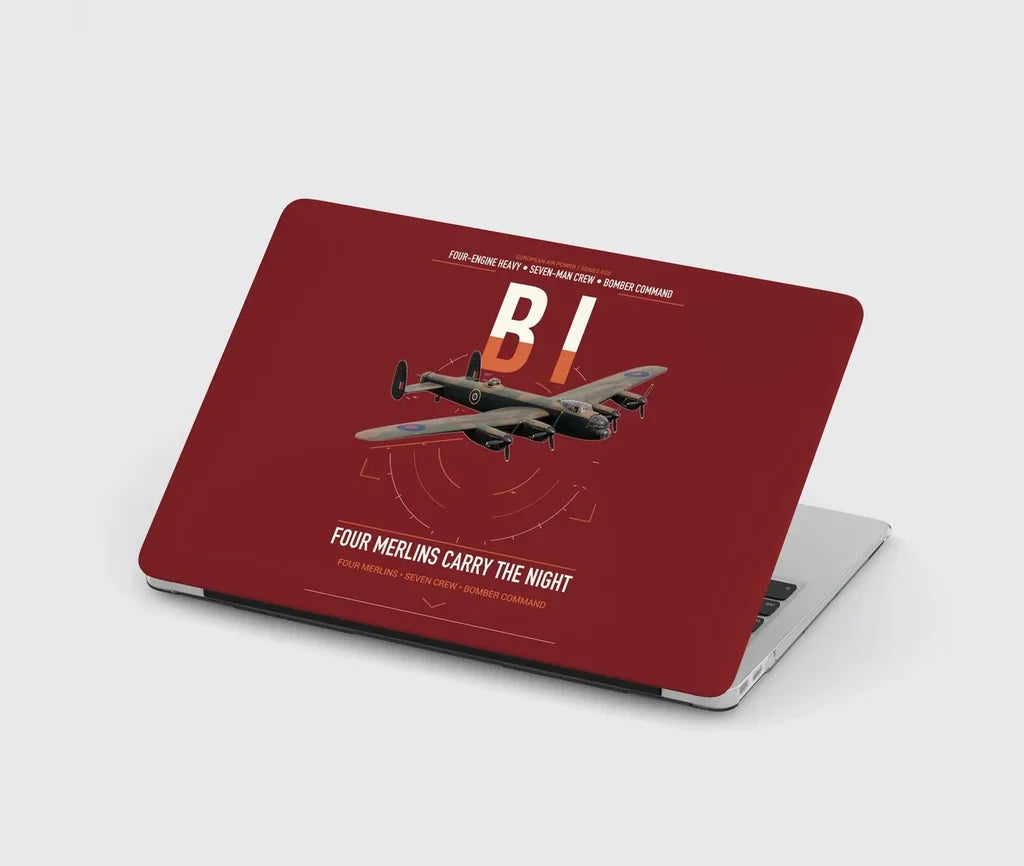 Avro Lancaster B I design on dark red MacBook case