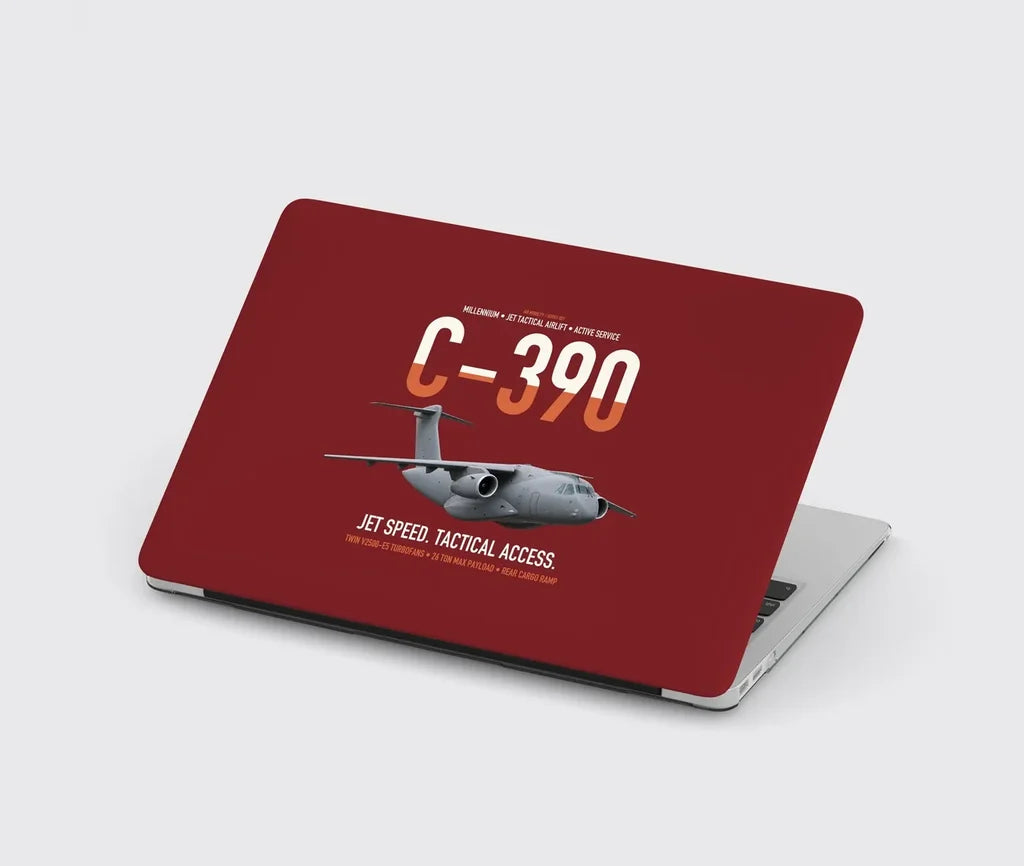 C-390 Millennium design on dark red MacBook case