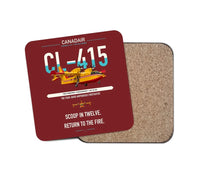 Thumbnail for Canadair CL-415 design on dark red 1 piece coaster