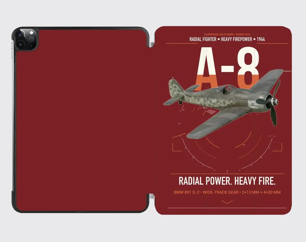 Focke-Wulf Fw 190A-8 design on dark red ipad tablet case