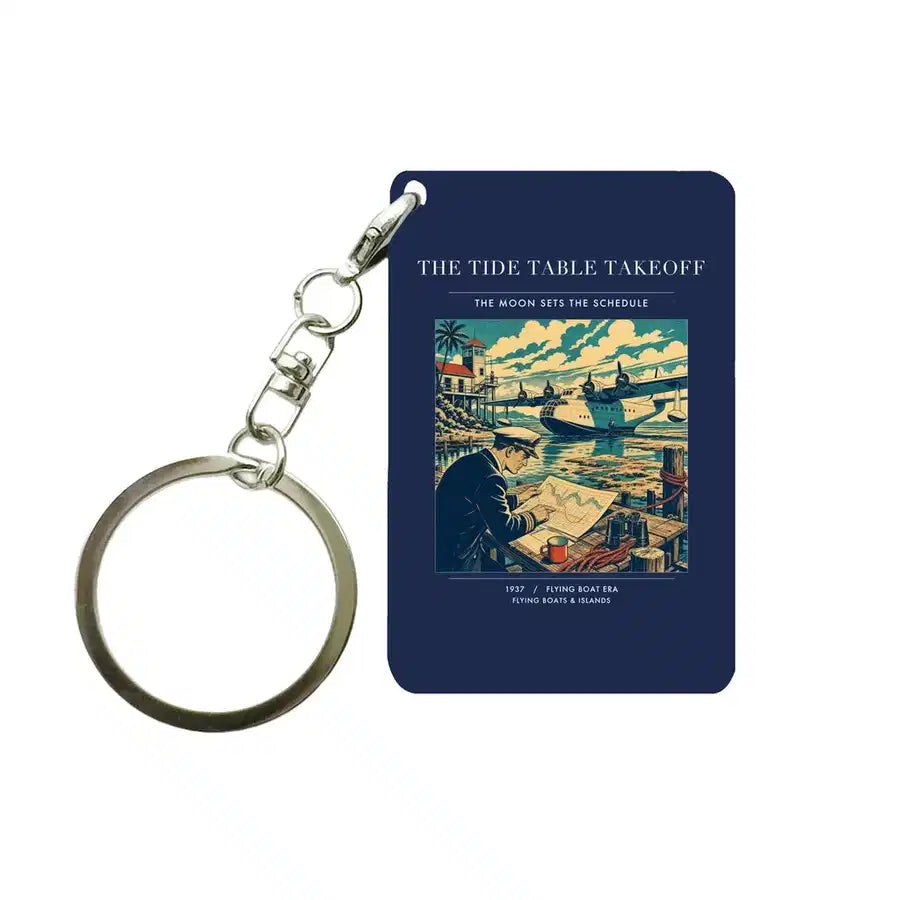 VINTAGE G4272 - The Tide Table Takeoff - Designed Key Chain design on navyblue