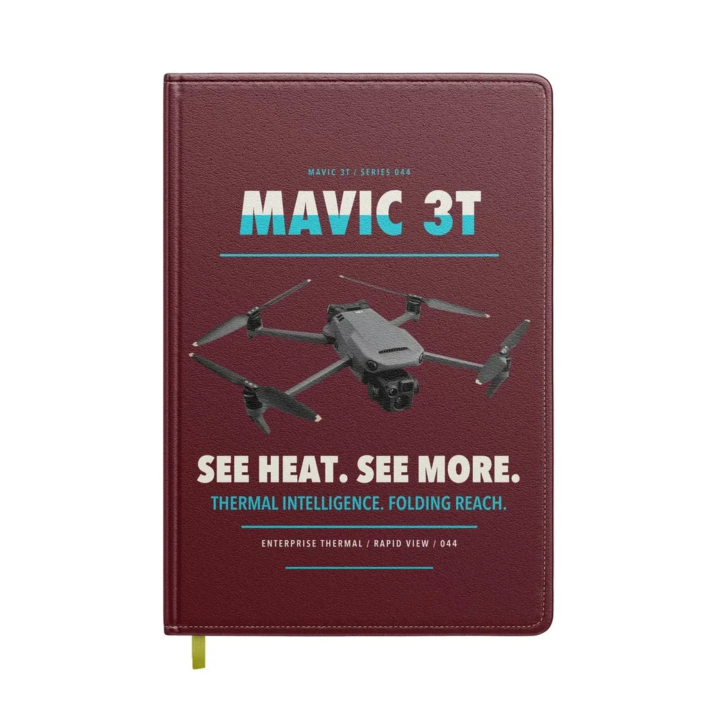 DJI Mavic 3 Thermal design on dark red notebook