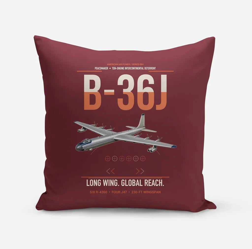 B-36J Peacemaker design on dark red pillow
