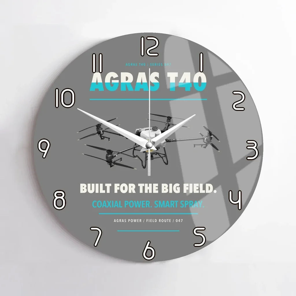 DJI Agras T40 design on gray no frame wall clock