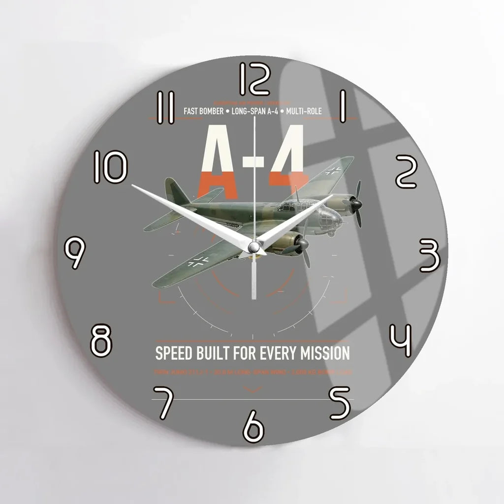 Junkers Ju 88A-4 design on gray no frame wall clock