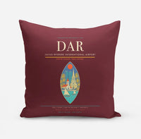 Thumbnail for Julius Nyerere International Airport (DAR) design on dark red pillow