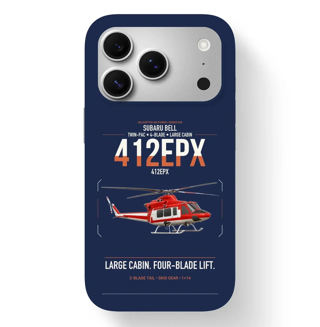 SUBARU Bell 412EPX design on navy blue magsafe iphone case, for iPhone 17 Pro