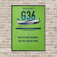 Thumbnail for Beechcraft Bonanza G36 vertical canvas print - framed - light green background