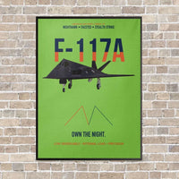 Thumbnail for F-117A Nighthawk Own The Night vertical canvas print - framed - light green background