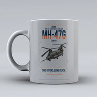 Thumbnail for Boeing MH-47G Chinook design on light gray ceramic mug, double-side print