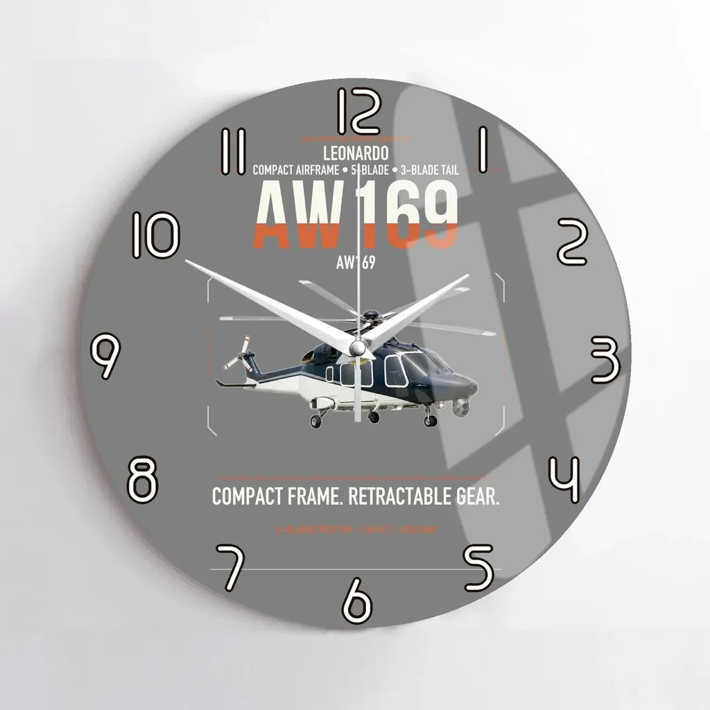 Leonardo AW169 design on gray no frame wall clock