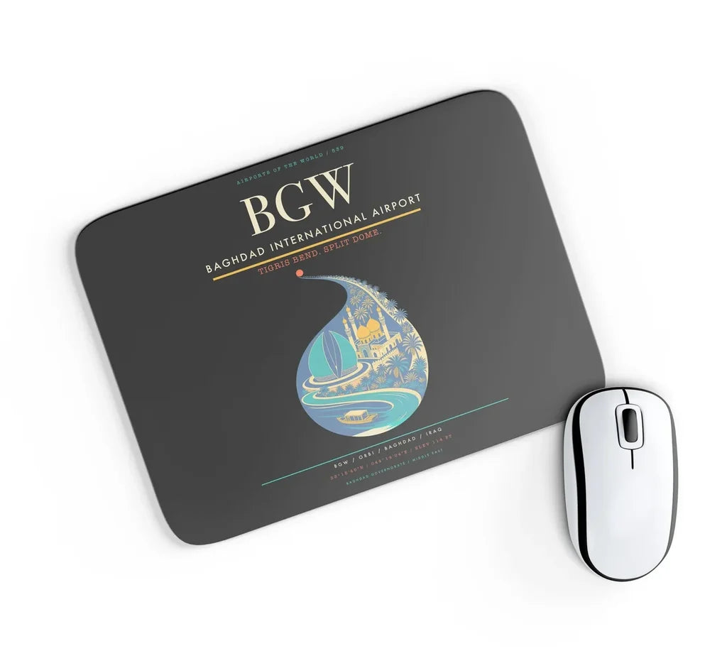 Baghdad International Airport BGW Mouse-Pad Rectangle - Black