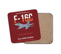 Thumbnail for F-16C Fighting Falcon See All Around Turn Inside design on dark red 1 piece coaster