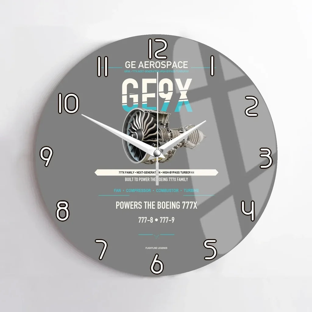 GE9X design on gray no frame wall clock