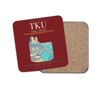 Thumbnail for Turku Airport (TKU) design on dark red 1 piece coaster