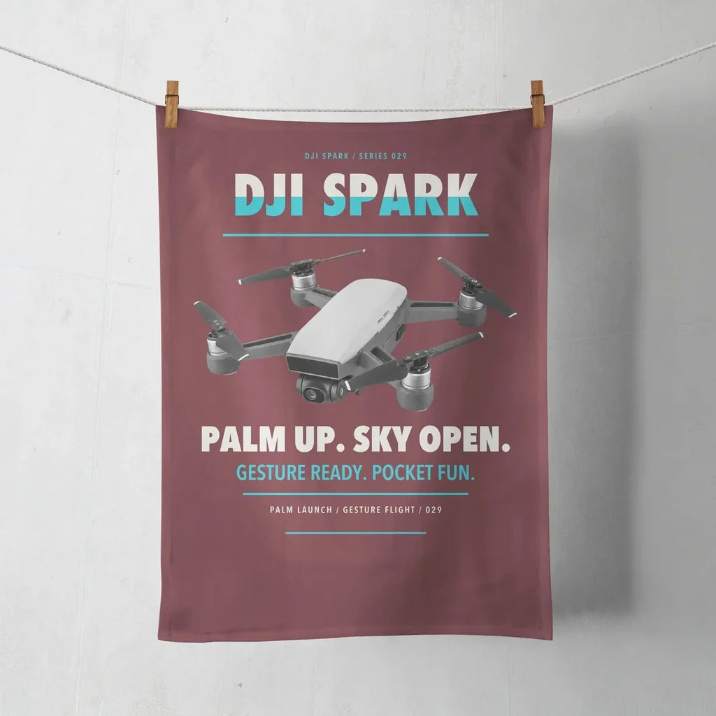 DJI Spark design on dark red towel