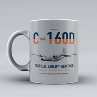 Thumbnail for Transall C-160D design on light gray ceramic mug, double-side print