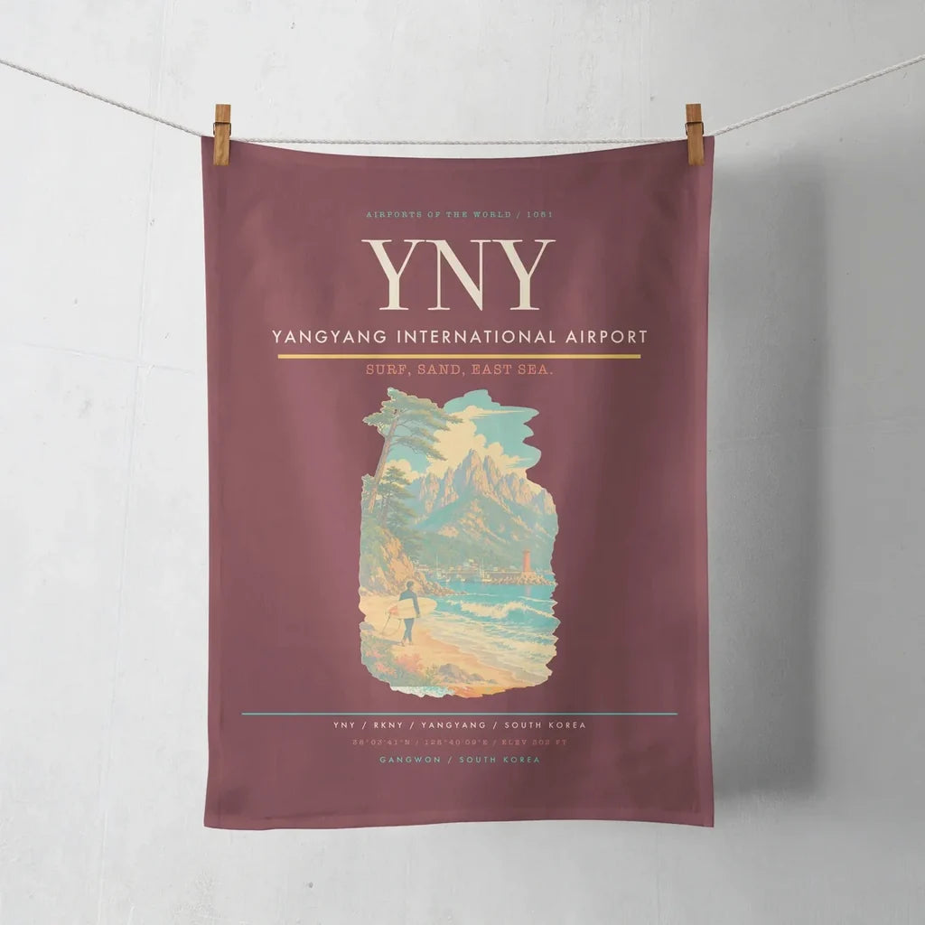 Yangyang International Airport (YNY) design on dark red towel